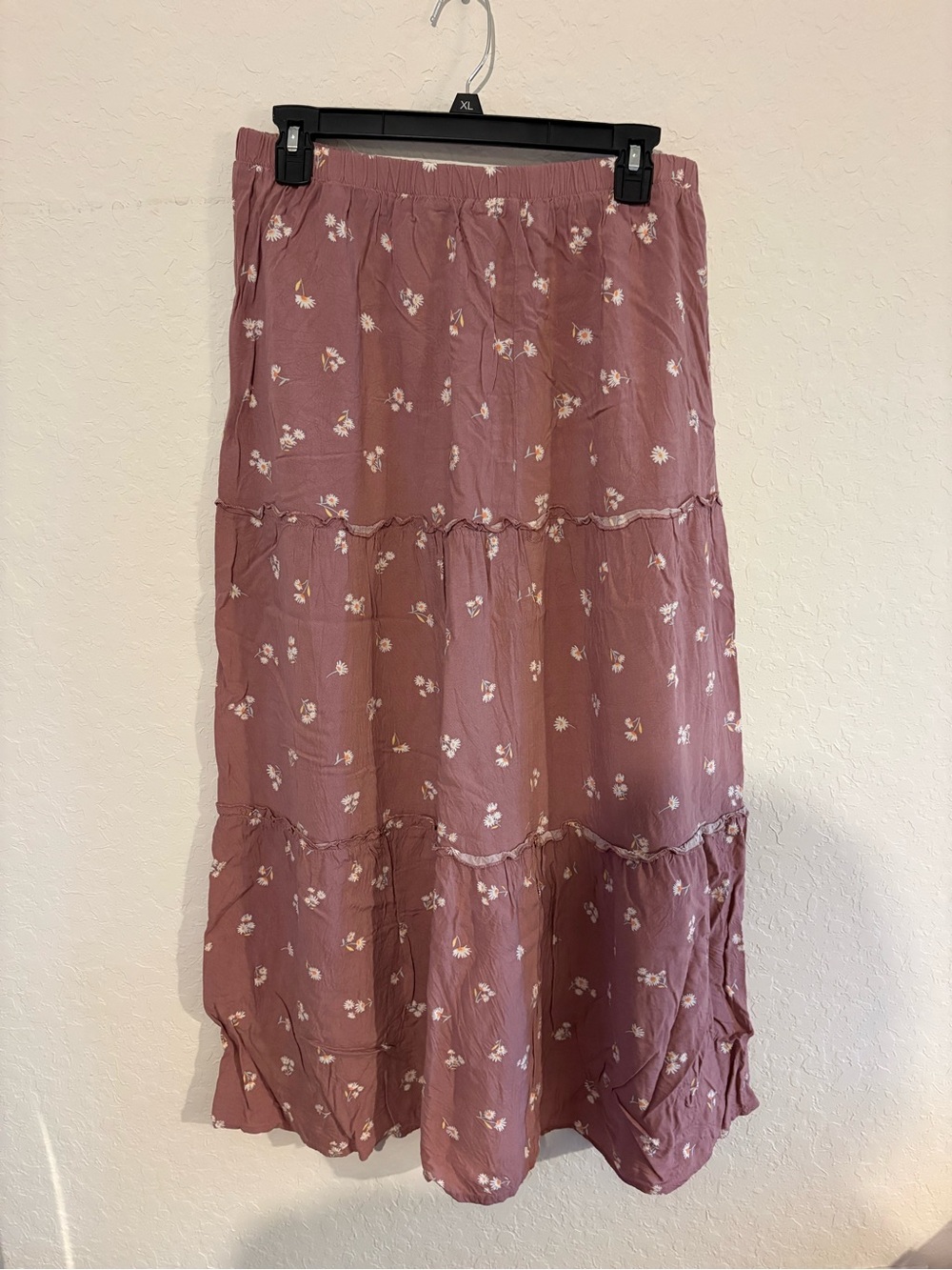 Women's Floral Tiered Maxi Skirt - Dusty Rose